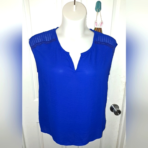 STYLUS Royal Blue Sleeveless Blouse Sz L - Picture 1 of 8